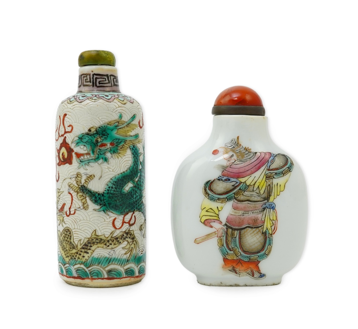 Two Chinese enamelled porcelain snuff bottles, 19th century